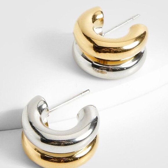 "VOLO" MIXED METAL EARRINGS - Picture 3 of 4